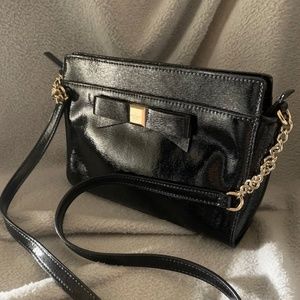 Kate Spade New York Women's  Black Shiny Leather Crossbody Bag